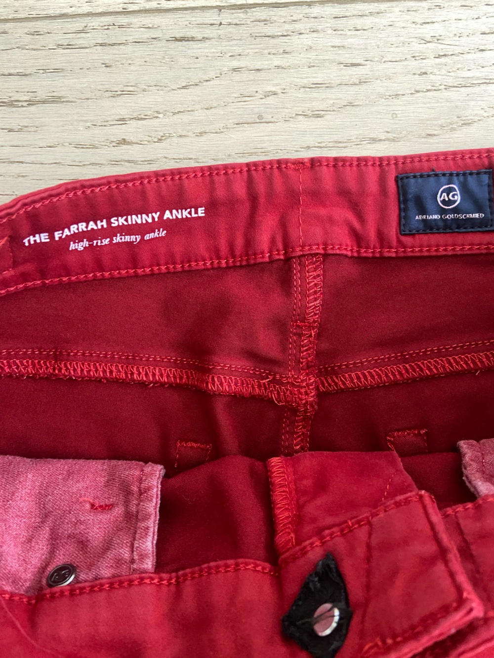 AG Adriano Goldschmied The Farrah High Rise Ankle Jeans Dark Red 30 EUC - Picture 4 of 8